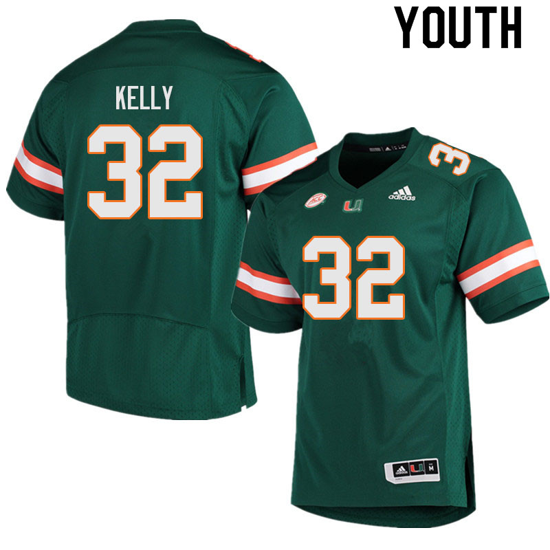 Youth #32 Nyjalik Kelly Miami Hurricanes College Football Jerseys Sale-Green